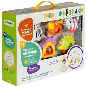 Мобиль э/ф Зоопарк: 2 режима, музыка, 5 съем. игрушек, эл.пит. АА*3 не вх. в
компл.