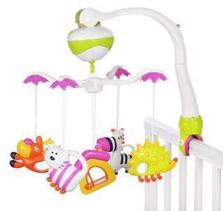 Мобиль э/ф Зоопарк: 2 режима, музыка, 5 съем. игрушек, эл.пит. АА*3 не вх. в
компл.