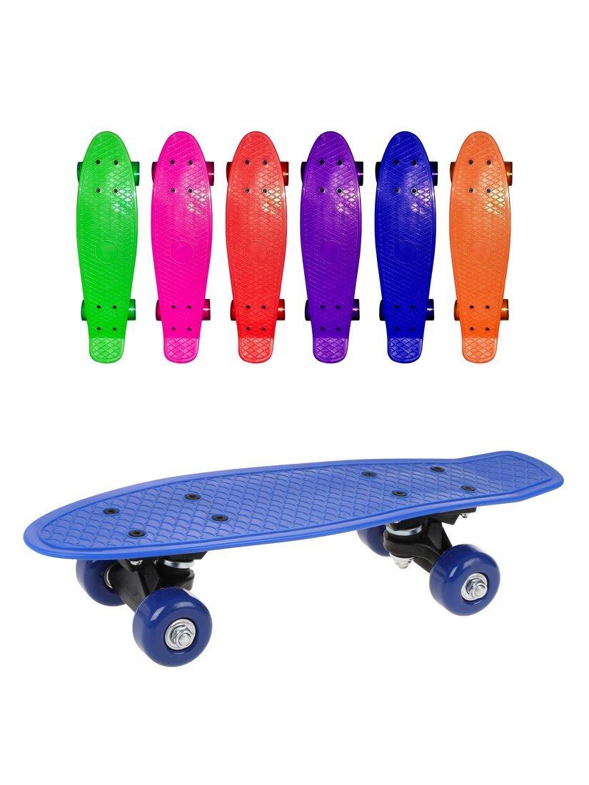 Скейтборд пластик 43 см, колеса ПВХ, крепления пластик, 5 цветов, ассорт.