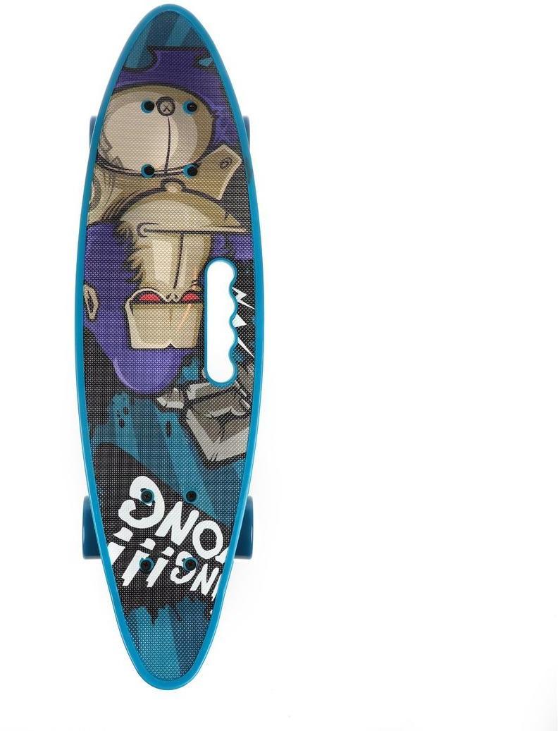 Скейтборд пластик 60 см, принт, колеса PU, крепления алюмин., в ассорт.