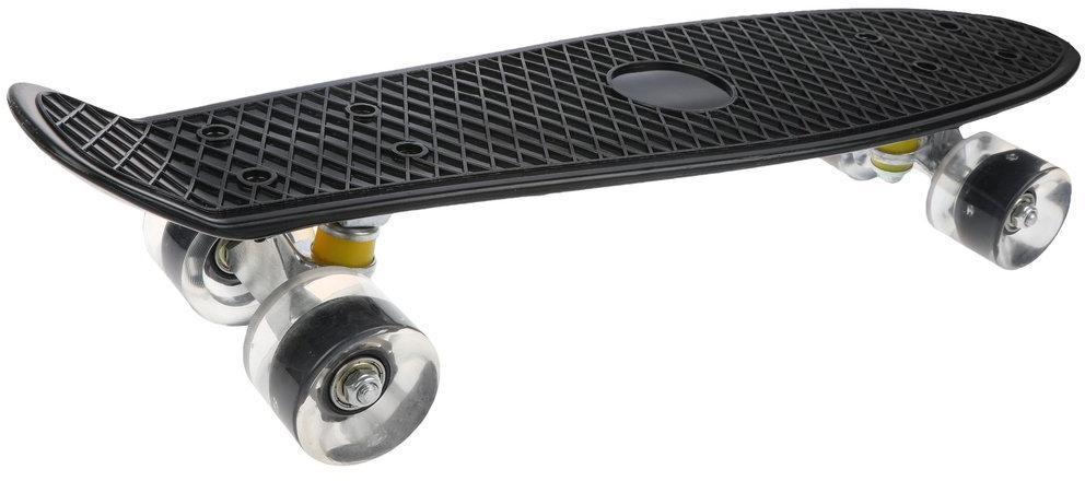 Скейтборд пластик 56 см, колеса PU со светом, крепления алюмин., в ассорт.