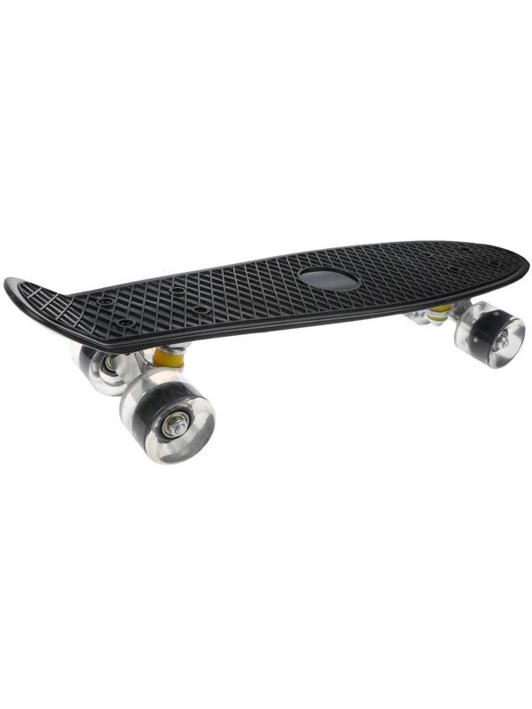 Скейтборд пластик 56 см, колеса PU со светом, крепления алюмин., в ассорт.