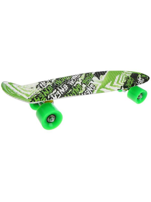 Скейтборд пластик 56 см принт, колеса PU, крепления алюмин., в ассорт.