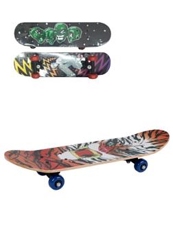 Скейтборд дерев., PVC колеса без света 60*15 см. макс. нагрузка до 40 кг.