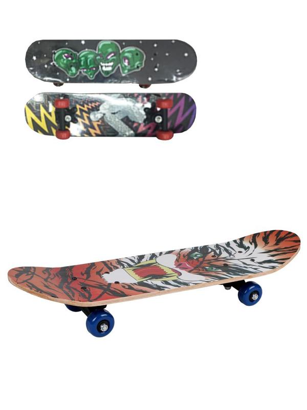 Скейтборд дерев., PVC колеса без света 60*15 см. макс. нагрузка до 40 кг.