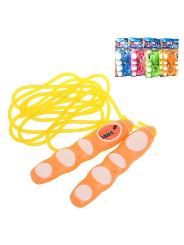 Скакалка , 3м, ручка пластик со счетчиком, веревка платик, в ассорот.