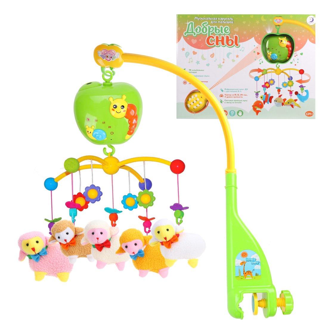 Мобиль для кроватки Добрые сны Овечки, р/у, свет, звук, бат.3*AA в компл.не
вх., кор.