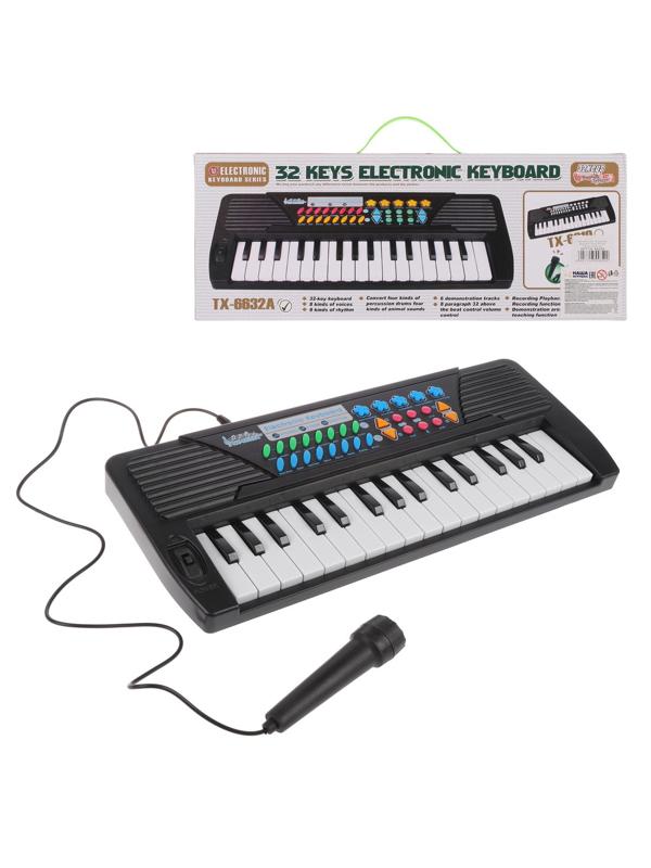 Синтезатор дет. 32 клавиши, микрофон, батар.AA*4шт. в компл.не вх., кор.