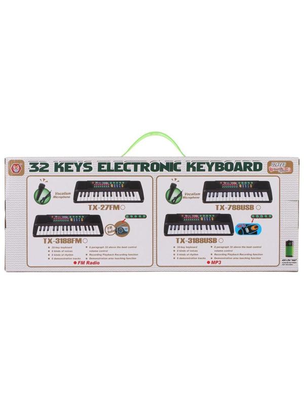 Синтезатор дет. 32 клавиши, микрофон, батар.AA*4шт. в компл.не вх., кор.
