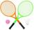 Набор ракетки детские 52.5 см, волан, мяч