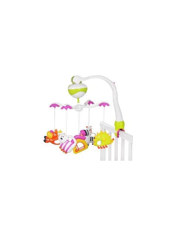 ДЕФЕКТ УПАКОВКИ Мобиль э/ф Зоопарк: 2 режима, музыка, 5 съем. игрушек,
эл.пит. АА*3 не вх. в компл.