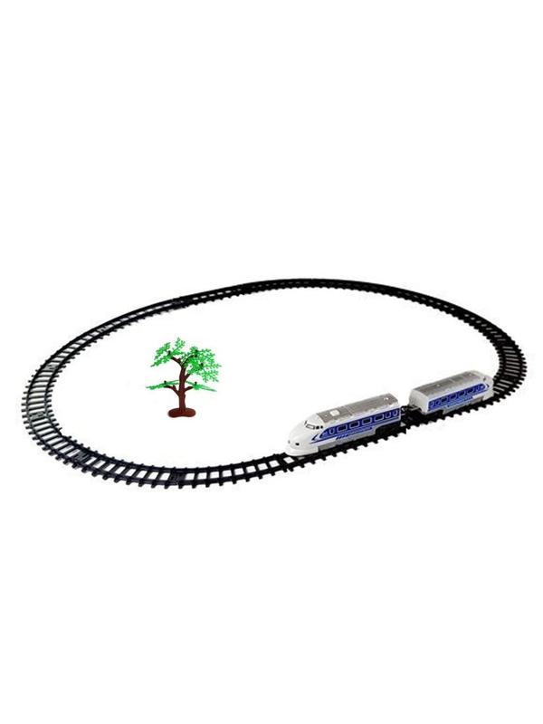 Железная дорога эл., Скоростной поезд, Комплектность: локомотив 2шт., элементы
пути 12шт., аксессуар 1 шт., свет, звук, эл.пит.АА*3шт.не вх.в комплект