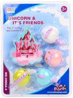 Набор инерц. Игрушек 4 шт.: единорожка и друзья, блистер