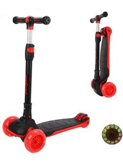 Самокат Moby Kids Runner, складной, широкая дека и колесо, 120 мм PU, свет