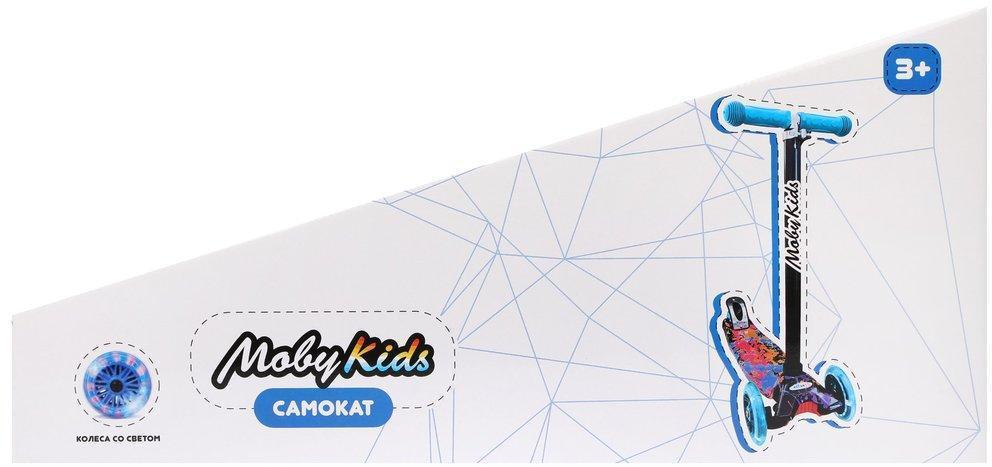 Самокат Moby Kids Graffiti, принт, 120 мм PU со светом