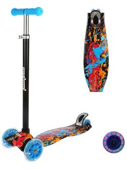 Самокат Moby Kids Graffiti, принт, 120 мм PU со светом