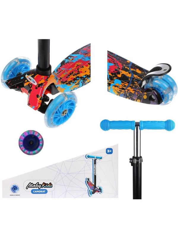 Самокат Moby Kids Graffiti, принт, 120 мм PU со светом