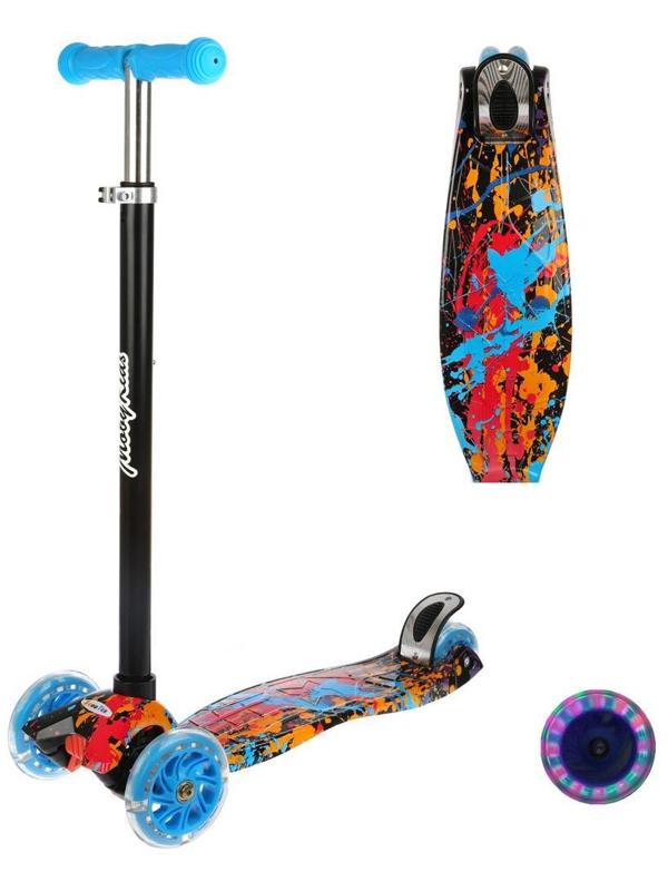 Самокат Moby Kids Graffiti, принт, 120 мм PU со светом