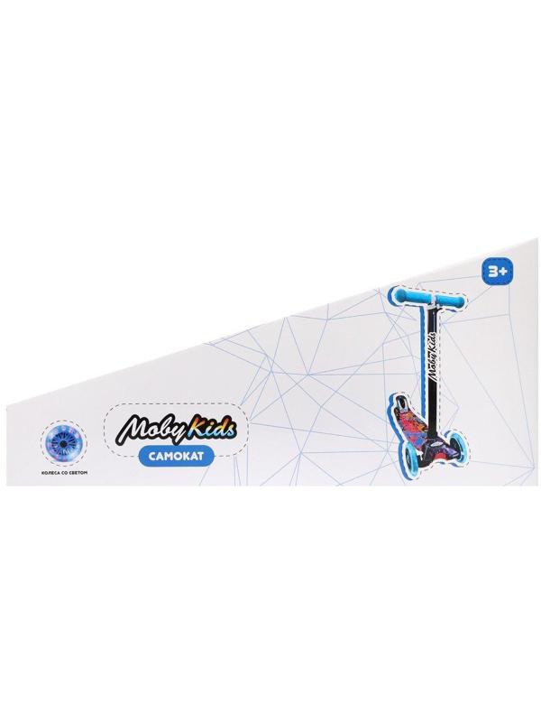 Самокат Moby Kids Graffiti, принт, 120 мм PU со светом