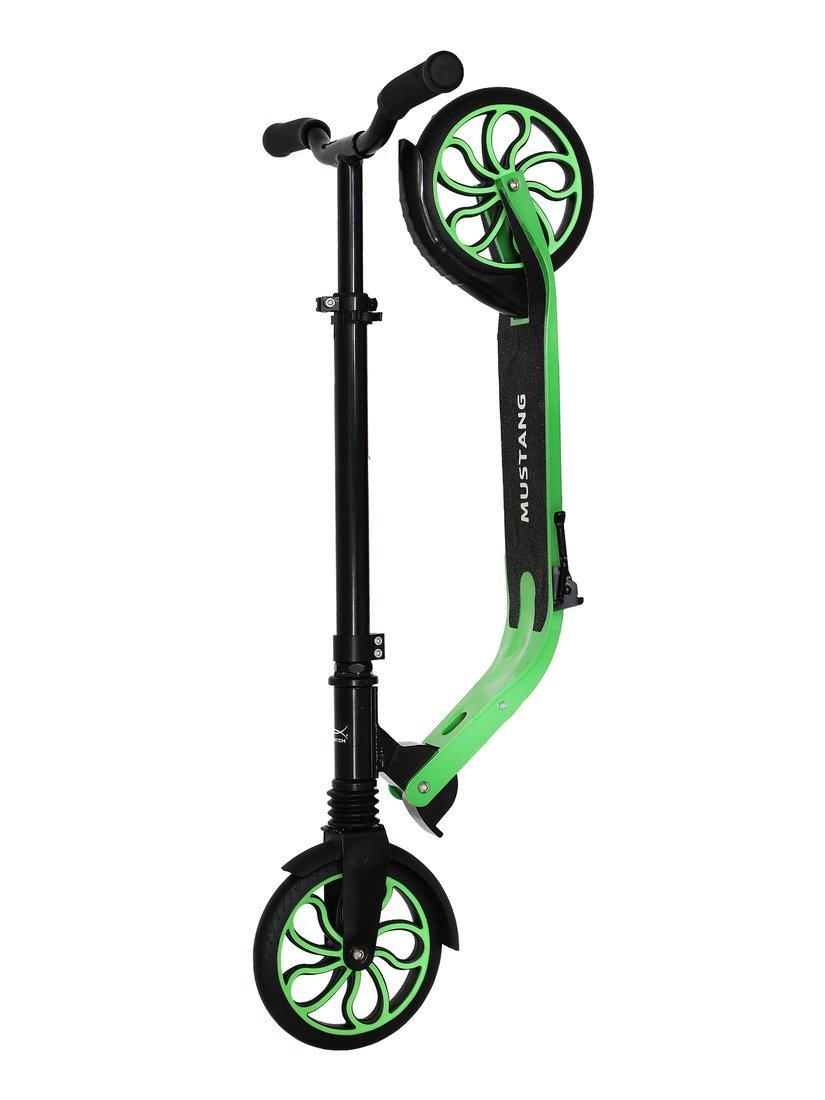 Самокат X-Match Mustang, 100 кг., 100 % алюм.,200 мм PU, 1 аморт., чёрн.-зел.
