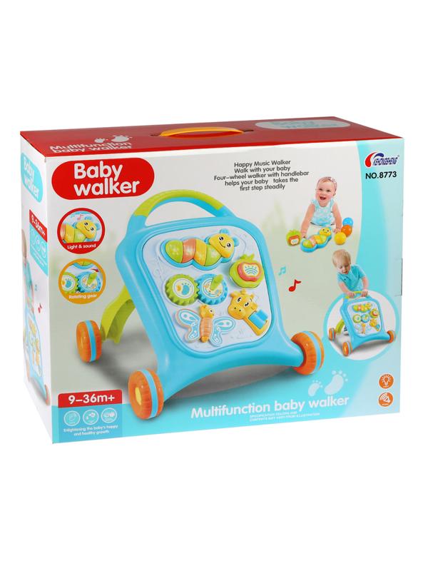 Каталка-ходунки Мои зверята, голубой, свет, звук, эл.пит. АА*2 шт не вх.в
комплект