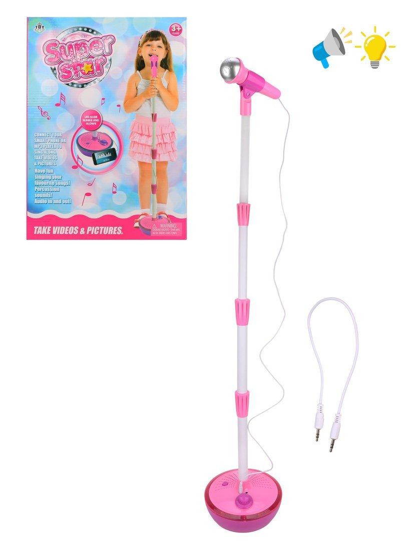 Микрофон на стойке, свет, звук, MP3, эл.пит.AA*4шт. в компл.не вх., кор.