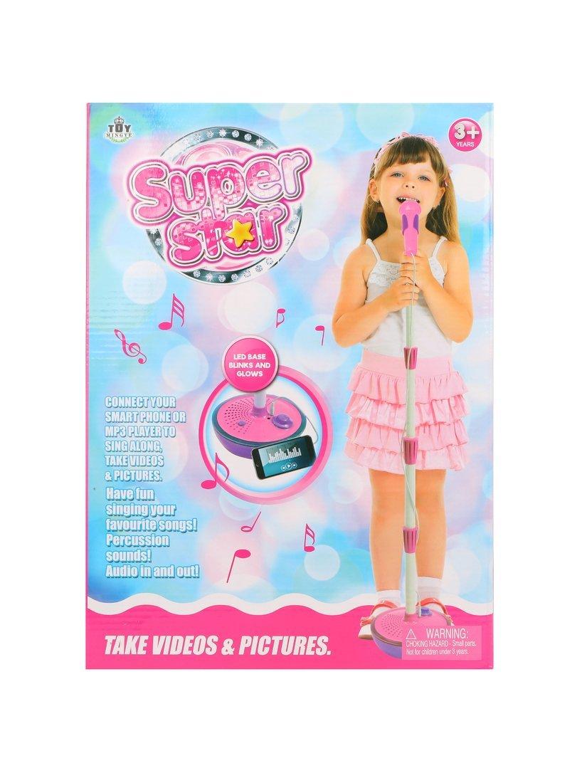 Микрофон на стойке, свет, звук, MP3, эл.пит.AA*4шт. в компл.не вх., кор.