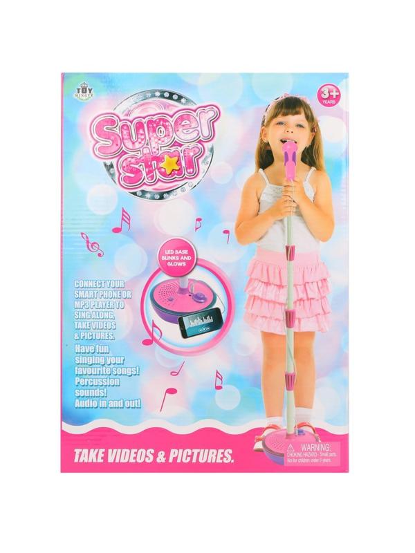 Микрофон на стойке, свет, звук, MP3, эл.пит.AA*4шт. в компл.не вх., кор.