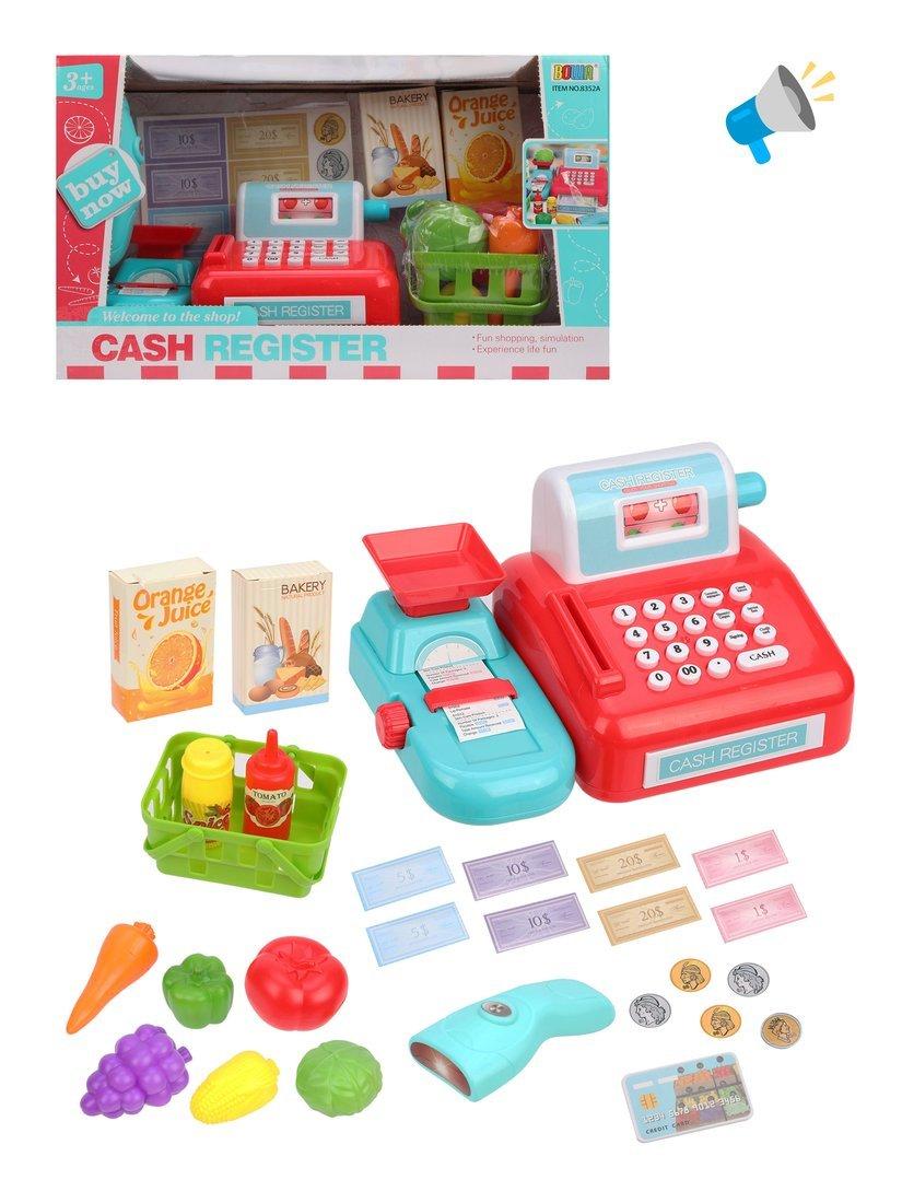 Набор магазин, касса с аксесесс., в компл.14 предм., звук, бат.AA*2шт. в
компл.не вх., кор.