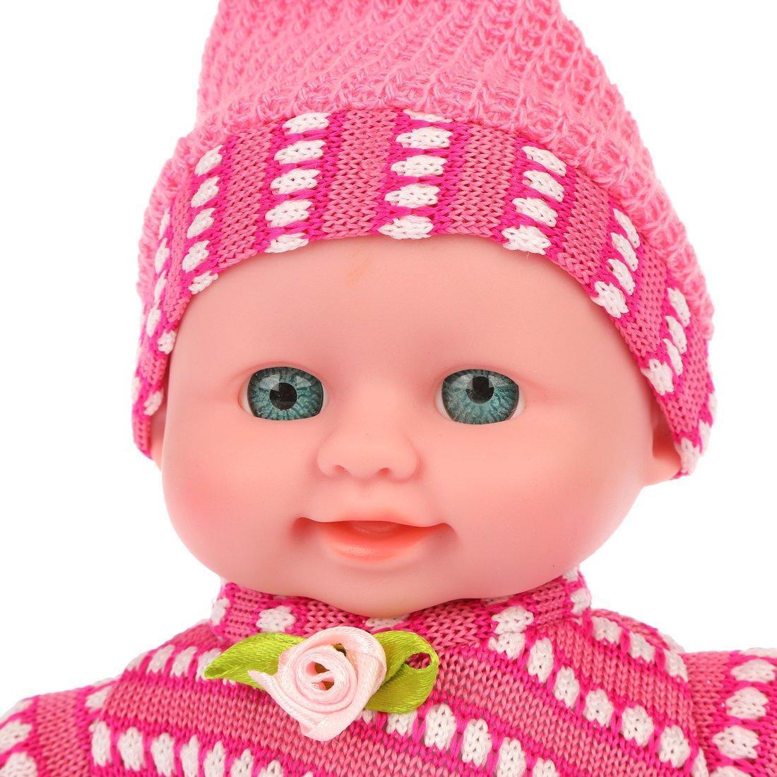 Кукла 20 см в розовом костюмчике, ходит, повторяет фразы, бат.AAA*3шт. в
компл.не вх., кор.