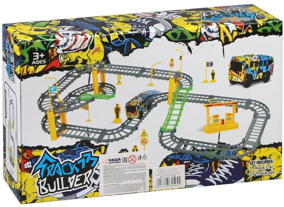 Автотрек эл., в комплекте: деталей 34шт., машина, эл.пит.АА*1шт.не вх.в
комплект