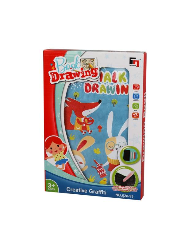 Книжка для рисования мелом, мелки 4 шт. в компл., кор.