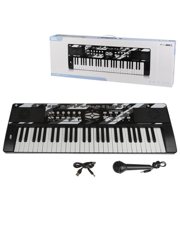 Синтезатор детский 54 кл., микрофон, запись, з/у USB, кор.