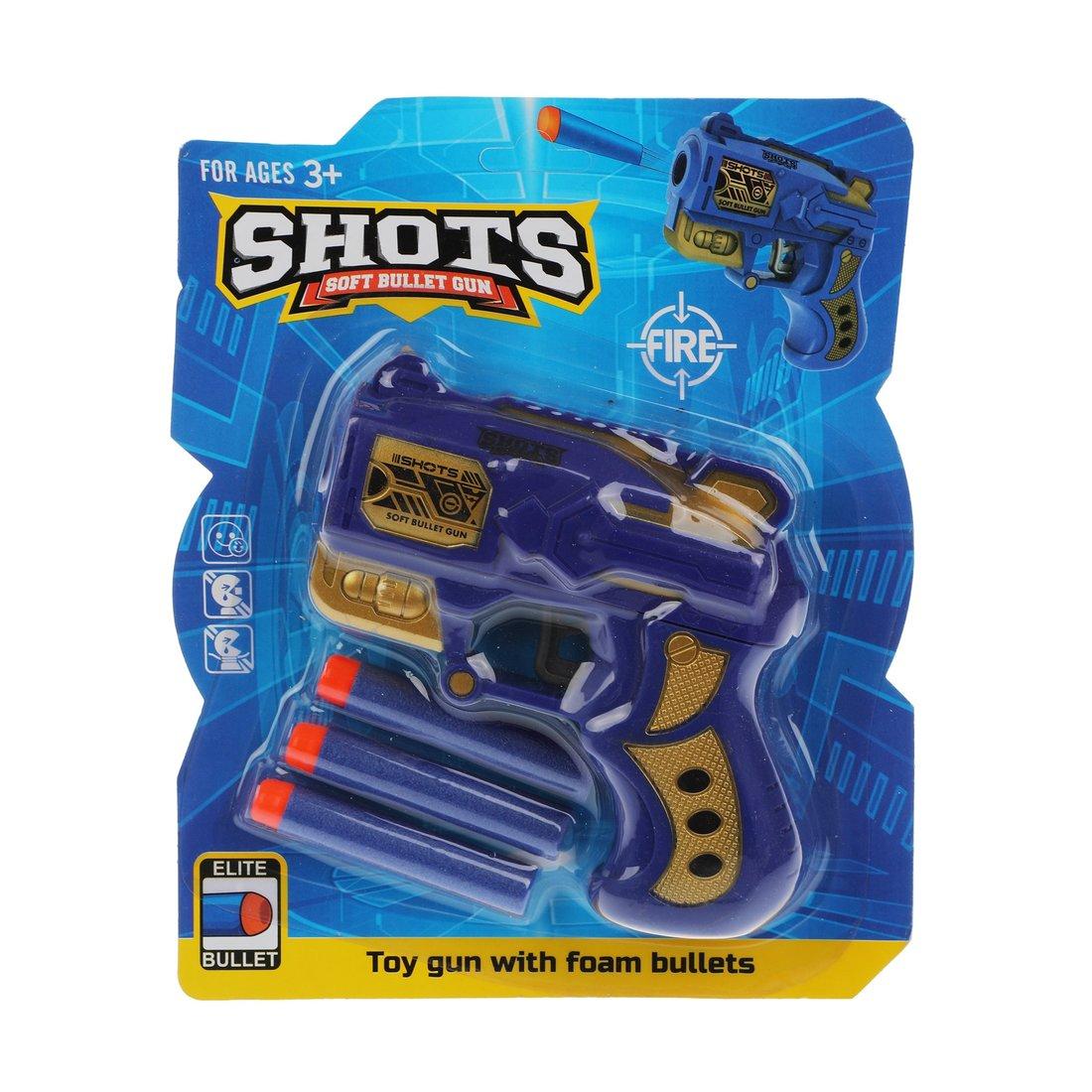 Бластер с мягкими пулями, м/пули 3шт., в ассортименте