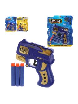 Бластер с мягкими пулями, м/пули 3шт., в ассортименте