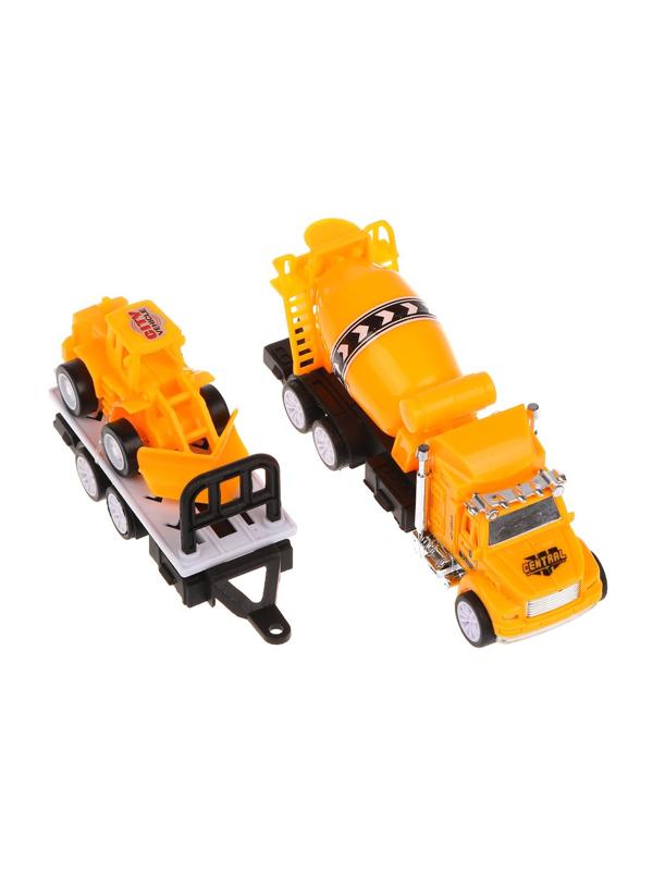 Игровой набор Стройка, в комплекте машина инерционная с прицепом, транспортное
средство (без механизмов), пакет