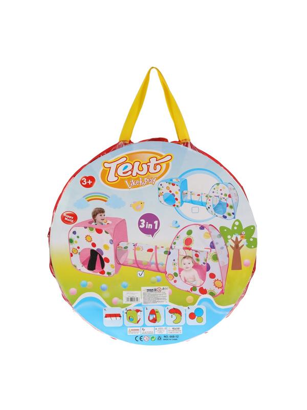 Палатка игровая с туннелем, 90*78*242см, сумка на молнии, в ассорт.