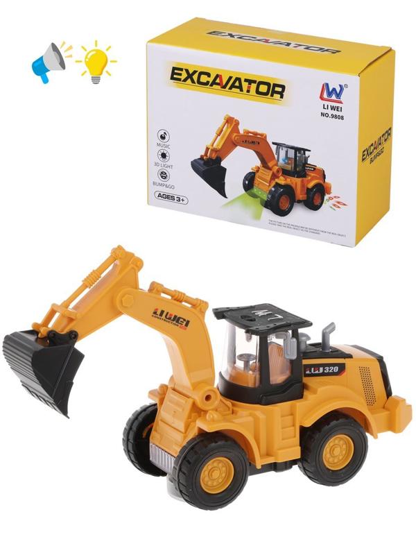 Колесный экскаватор эл., свет, звук, эл.пит.АА*3шт.не вх.в комплект, коробка