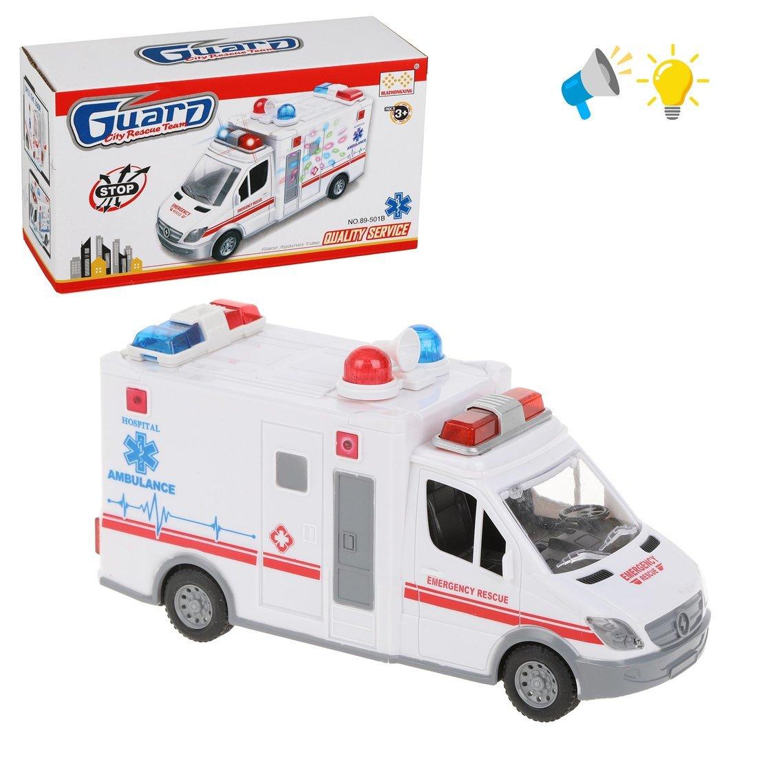 Машина эл. Скорая помощь, свет, звук, эл.пит.АА*3шт.не вх.в комплект, коробка