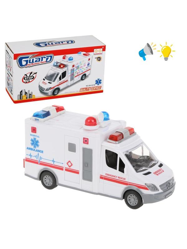 Машина эл. Скорая помощь, свет, звук, эл.пит.АА*3шт.не вх.в комплект, коробка