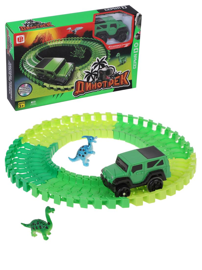 Игр.набор Автотрек, в комплекте: деталей 48шт., фигурки 4шт., машина эл.,
эл.пит.АА*1шт.не вх.в комплект, коробка