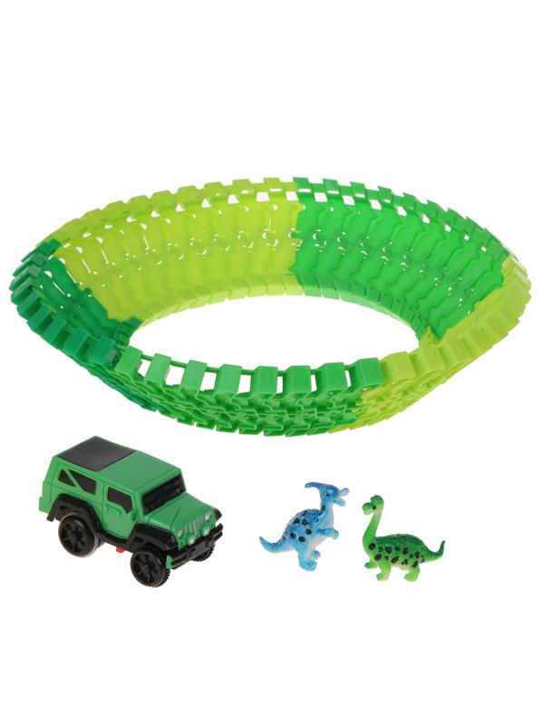 Игр.набор Автотрек, в комплекте: деталей 48шт., фигурки 4шт., машина эл.,
эл.пит.АА*1шт.не вх.в комплект, коробка