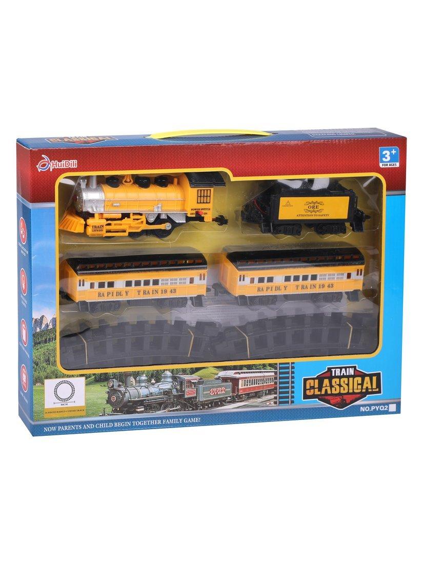 Игровой набор Железная дорога, в комплекте деталей 16шт, поезд, вагон 3шт,
батарейки АА*4шт. не входят, коробка