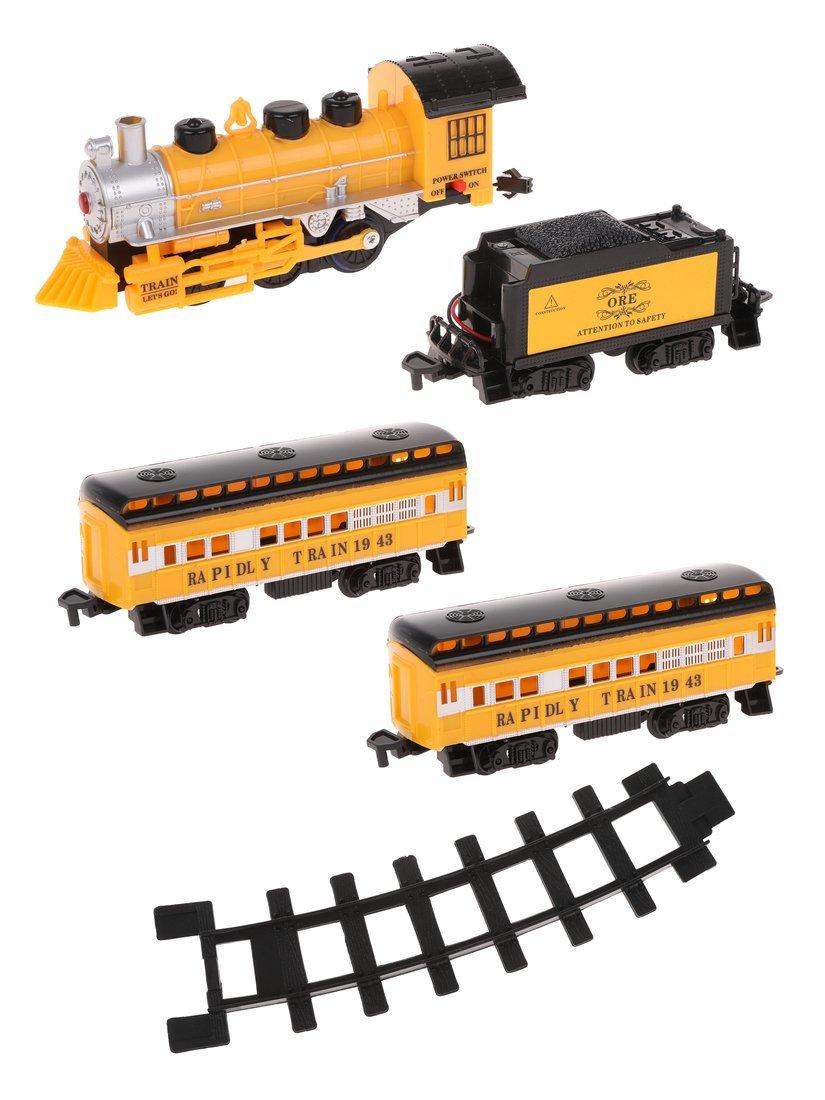 Игровой набор Железная дорога, в комплекте деталей 16шт, поезд, вагон 3шт,
батарейки АА*4шт. не входят, коробка