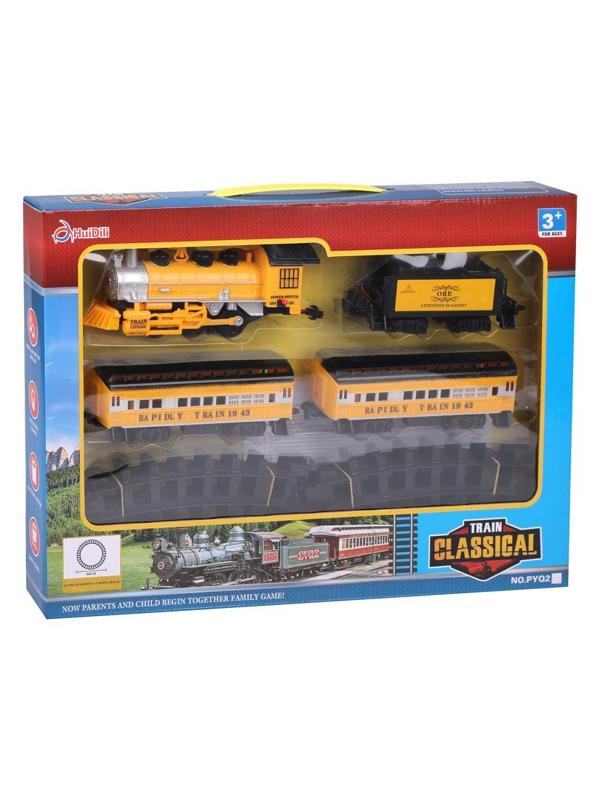 Игровой набор Железная дорога, в комплекте деталей 16шт, поезд, вагон 3шт,
батарейки АА*4шт. не входят, коробка