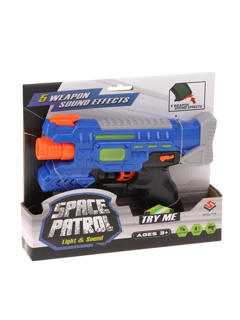 Бластер со световыми и звуковыми эффектами, в комплекте: тестовые
эл.пит.АА*3шт., коробка, в ассортименте