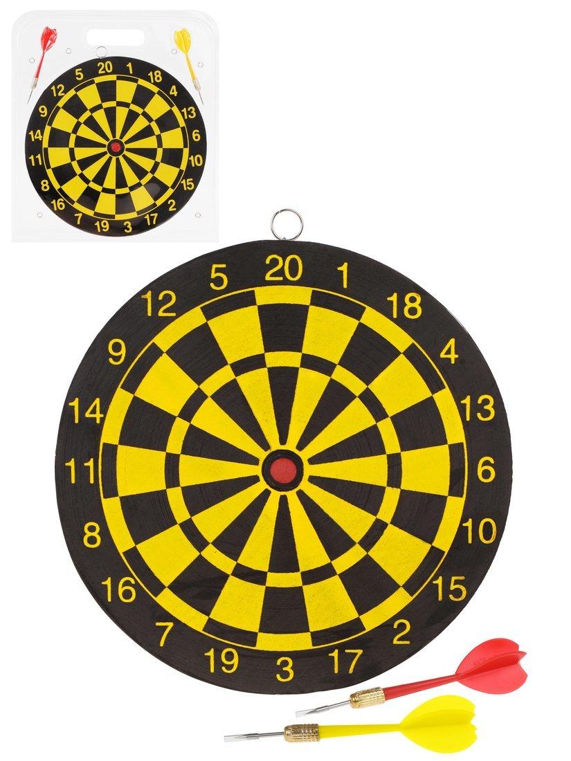 Дартс 25 см., двухсторонний, дротики- иголка 2 шт.