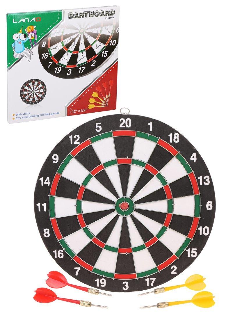 Дартс 29,5 см., двухсторонний, дротик - иголка 6 шт.