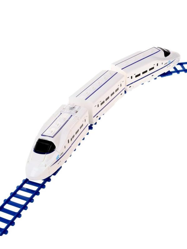 Игр.набор Железная дорога эл., свет, звук, в комплекте: деталей 12шт.,
предметов 3шт., эл.пит.АА*3шт.не вх.в комплект, коробка