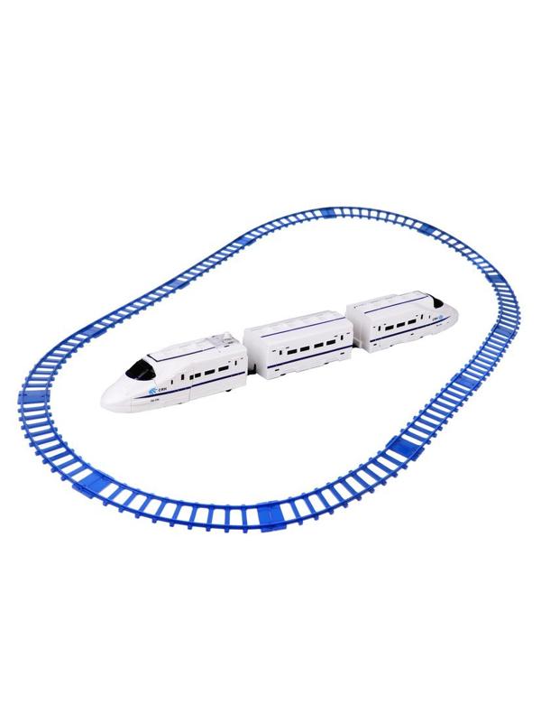 Игр.набор Железная дорога эл., свет, звук, в комплекте: деталей 12шт.,
предметов 3шт., эл.пит.АА*3шт.не вх.в комплект, коробка